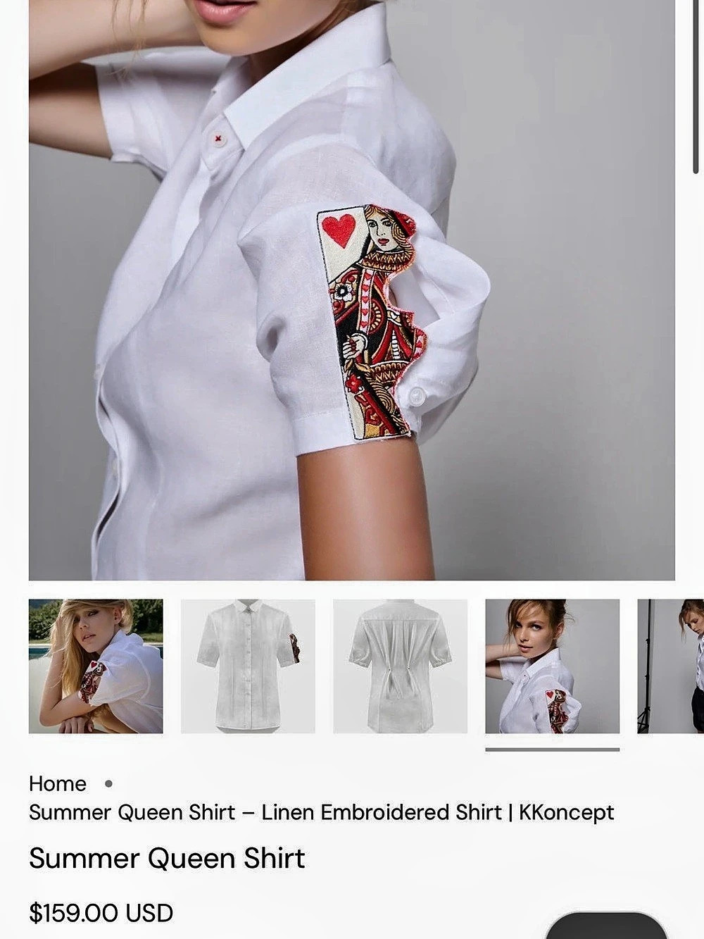 K|Koncept Summer Queen Shirt Linen Embroidered Button-Down XS Like New